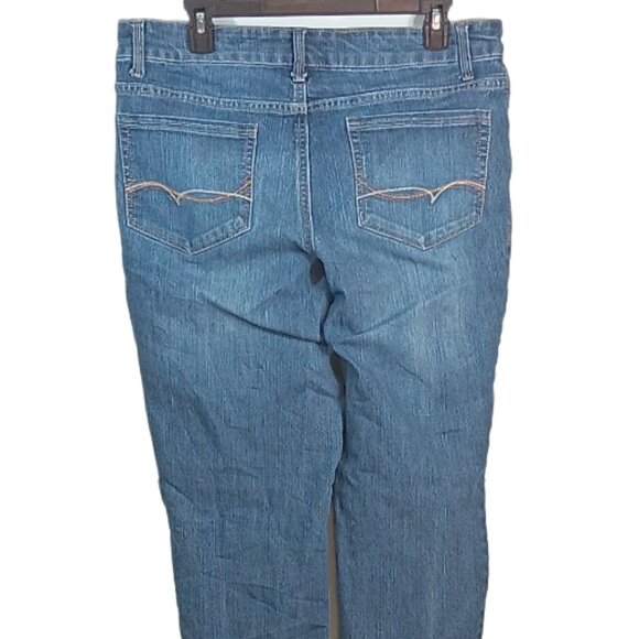 Faded Glory Straight Jeans Womens 16 Mid Rise Medium Wash Stretch Denim - Picture 4 of 4